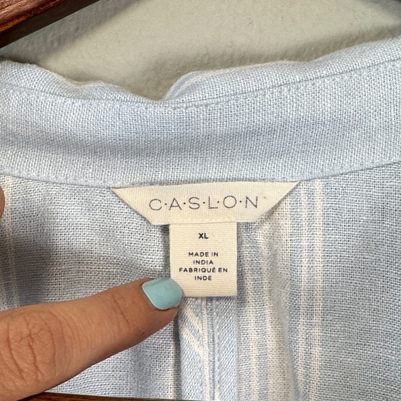 NWT Caslon Light Blue Striped linen Blazer - Picture 4 of 10